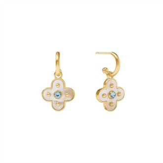 Julie Vos Womens Colette Hoop And Charm Earring In Chalcedony Blue