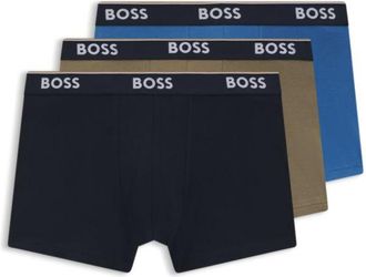 BOSS Three-pack of cotton trunks with logo waistband