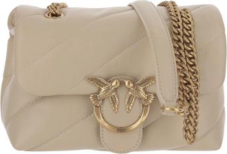 Pinko Love Mini Puff Bag - Dames - Schoudertassen - Beige - ONE Size - Leer - Tassen