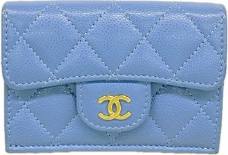 Chanel Blue Grained Calfskin Wallet (Tri-Fold) (Pre-Owned)