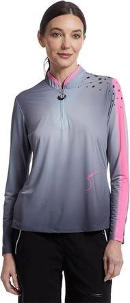 Jamie Sadock Womens Jamie Sadock Sunsense Top Black Stretch Long Sleeve 1/4 Zip RED1135