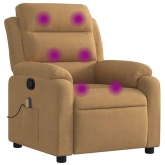 vidaXL Sill&oacute;n De Masaje Reclinable De Terciopelo Marr&oacute;n Vidaxl