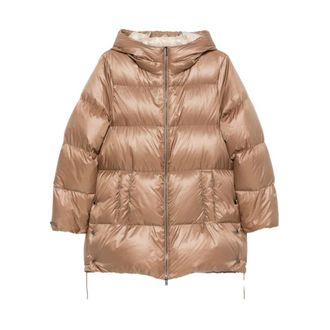 PESERICO Gewatteerde jas met capuchon - Dames - Jassen - Beige - Maat: XL