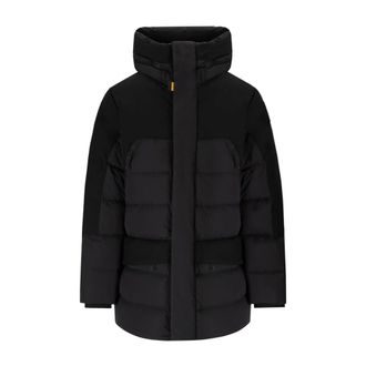 Parajumpers Down Jackets, male, Black, XL, Black Hooded Down Jacket with PJS Embroidery