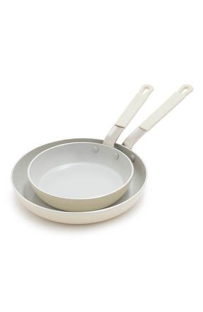 GreenPan x Bobby Flay Professional Ceramic Nonstick 8 & 10 Frypan Set in Cream at Nordstrom