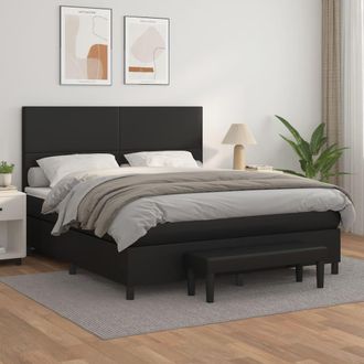 vidaXL Vidaxl - Cama Box Spring Con Colch&oacute;n Cuero Sint&eacute;tico Negro 160x200 Cm