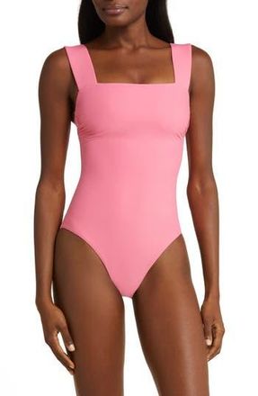 Bondi Born Gwen Square Neck One-Piece Swimsuit in Rose at Nordstrom Rack, Size X-Small