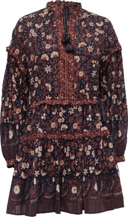 Ulla Johnson Marigold Tasseled Floral-Print Mini Dress in Multicolor Cotton
