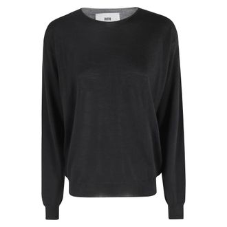 SOLOTRE Round-neck Knitwear, female, Black, M, Black Long Sleeve Knitwear Jumper