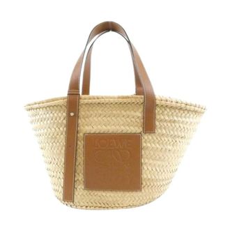 Loewe Pre-owned Raffia Calfskin Handbag - Dames - Vintage Shopper - Beige - ONE Size - Leer - Vintage