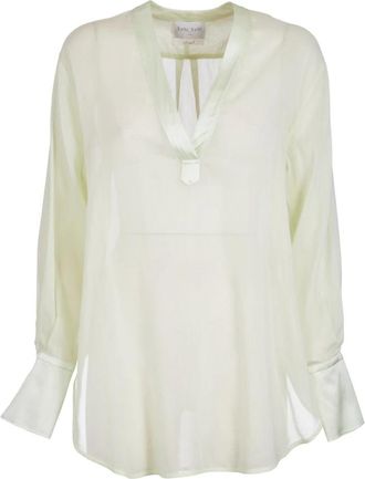 Forte_Forte Chique voile gele blouse - Dames - Blouses - Beige - S - Katoen - Overhemden