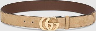 Gucci Cut GG Marmont Belt, Beige, Suede