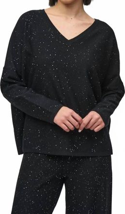 Joseph Ribkoff Sequined Long Sleeve Boxy Top In Black