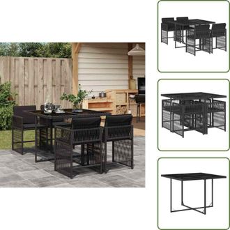 vidaXL Cuscini da seduta - vidaXL Set da Pranzo da Giardino 5 pz Nero con Cuscini in Polyrattan - Rattan PE
