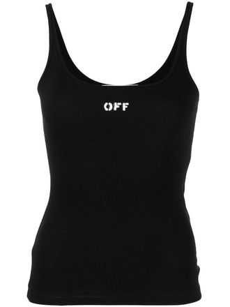 Off-white logo-print scoop-neck tank top - Black