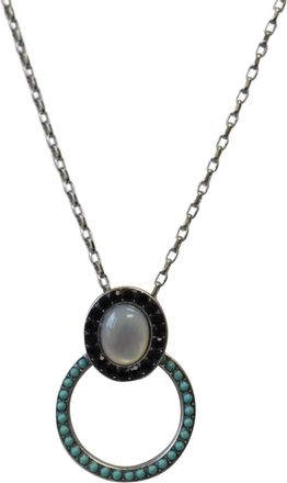 Mariana Womens Oval & Circle Crystal Necklace In Jet Black