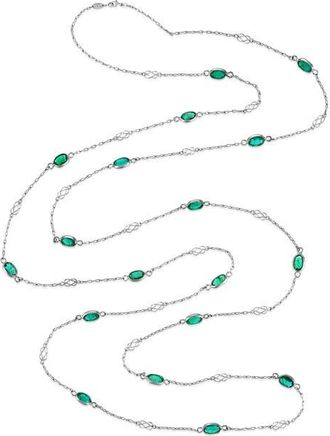 Mindi Mond Emerald Gatsby Chain Necklace in 18K White Gold at Nordstrom, Size 39