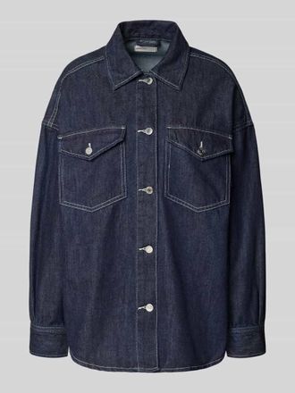 Gina Tricot Oversized Hemdbluse in Denim-Optik in Jeansblau, Größe XS