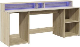 vidaXL Escritorio con LED madera ingeniería roble Sonoma 200x55x91 cm vidaXL