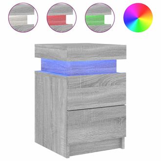 vidaXL Mesita De Noche Con Luces Led Gris Sonoma 35x39x55 Cm Vidaxl