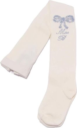 Blumarine Kids Socks, female, White, 12 Y, Ivory Cotton Tights for Kids