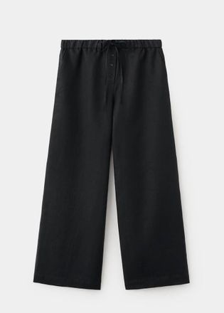 Mango Pantaloni lino bottoni nero - Donna - XXS - MANGO