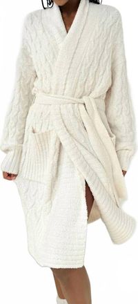 Splendid Cozy Fuzzy Pj Cable Robe In Ivory
