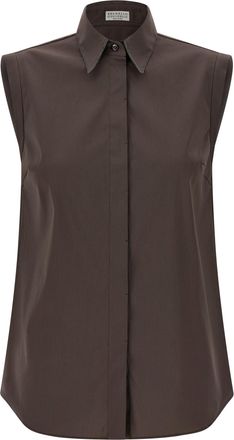 Brunello Cucinelli Sleeveless Shirt Camicie Marrone-Donna