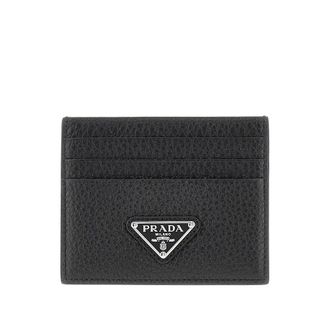 Prada Grained leather cardholder with logo Man One Size