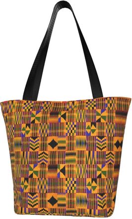 AOOEDM African Art Lattice Reusable Tote Bag Women Casual Handbag Shoulder Bags for Shopping Groceries Travel Outdoors