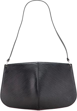 Louis Vuitton Pre-owned Handbags, female, Black, Size: ONE SIZE Pre-owned Leather Shoulder Bag with Top Handle and Interior Pocket