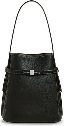 Toteme Belted Grained Leather Bucket Bag in Black at Nordstrom