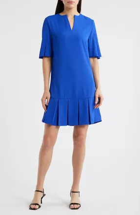 Ming Wang A Line Pleated Dress in Sapphire Sea at Nordstrom, Size Xx-Small
