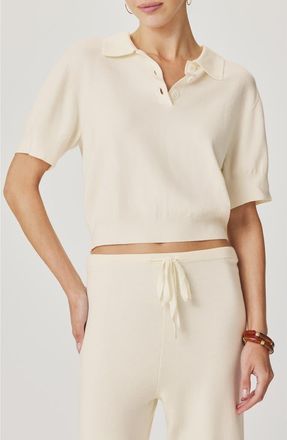Splendid Christa Crop Polo Sweater in Shell White at Nordstrom, Size X-Large