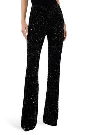 Alice & Olivia Sequin Bootcut Pants in Black at Nordstrom Rack, Size 6