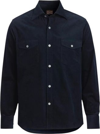 Oscar Jacobson Corduroy Skjorte - Heren - Casual Overhemden - Blauw - 2XL - Katoen - Overhemden