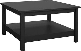 Dmora Dmora - Mesa de café Casato, Mesa de centro baja, Revistero para sofá, Estante de la sala de estar, 81x81 h45 cm, Negro