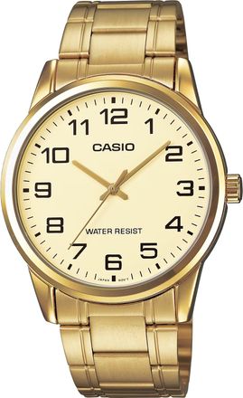 Casio Mens Champagne Dial Analog Watch with Gold Tone Bracelet - MTP-V001G-9B