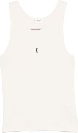 Saint Laurent Camiseta sin mangas de algod&oacute;n con logo de Saint Laurent