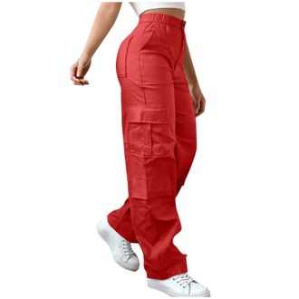 Generic Cargo Trousers, Cargo Trousers Women High Waisted Work Trouser Multiple Pockets Hiking Walking Combat Pants Casual Outdoor Bottoms Streetwear Solid Co