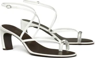 Tory Burch Strappy Sandal in Bianco /Silver at Nordstrom, Size 10.5