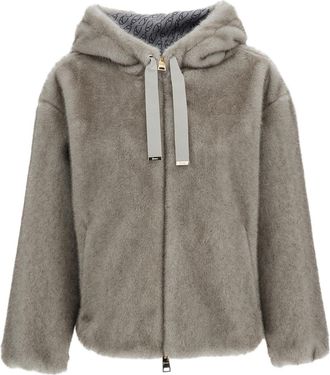 Herno Short Bomber Jacket in Plush Faux Fur