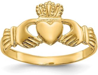 Diamond2Deal 14k Yellow Gold Polished Ladies Claddagh Ring