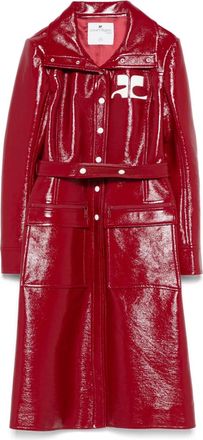 Courr&egrave;ges Trench con logo in pelle sintetica - Rosso