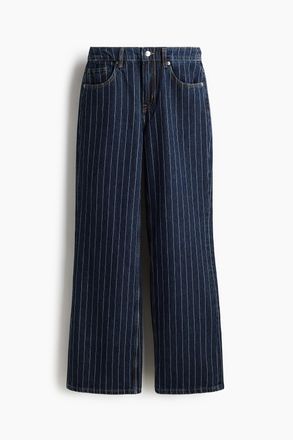 H&M Wide High Jeans - Dunkeldenimblau/Nadelstreifen