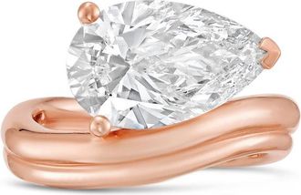 Diana M. Jewels 18kt Rose Gold Lab grown 15.00 ct pear cut diamond ring with a wavy band