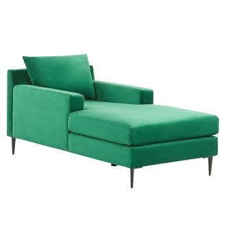 Beliani Beliani - Chaise Longue De Terciopelo Verde Negro Respaldo Reposabrazos Coj&iacute;n Gueret