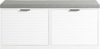 SoBuy Panca Da Ingresso Scarpiera Con Sedile Scarpiera Con 2 Ribalte Bianco 105x35x48 Cm FSR147-W