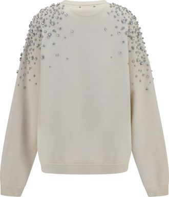 Golden Goose Womens Embellished Sweatshirt Heritage White Cotton Sweatshirts Sweater