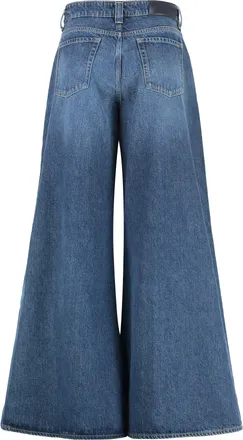 7 For All Mankind Womens Wide-Leg Jeans Willow Denim Grey Cotton